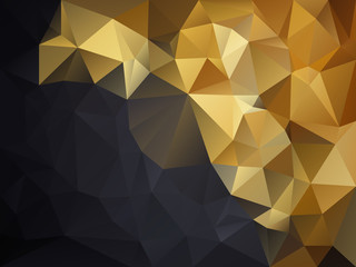 vector abstract irregular polygon background with a triangle pattern in gold yellow and black gray color - diagonal gradient