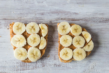 Ingredients for toast with banana