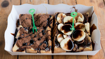 Dessert, Bread with banana and chocolate