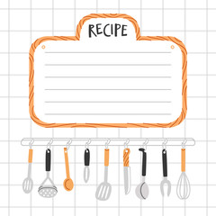 Recipe template with kitchen utensils
