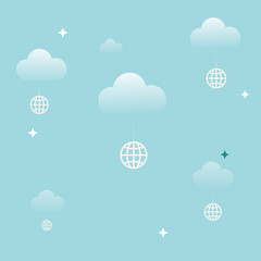 cloud with world concept Business background, vector illustrator