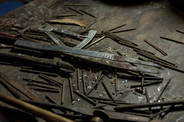 Collection of old basic jewellery making tools.