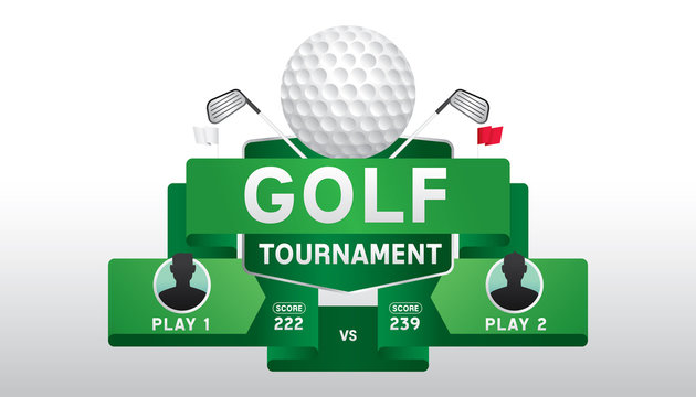 Vector of golf tournament with player and scoreboard.