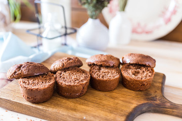 Muffins with chocolate cap. Cooking
