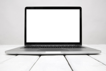 Fototapeta premium Isolated laptop with empty space on white background