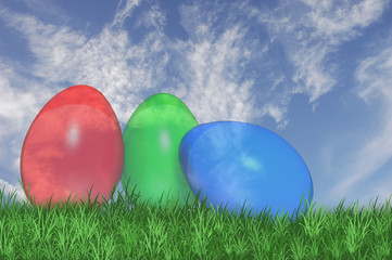 3D. Three see trough easter eggs