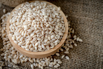 pearls barley grain seed on background.
