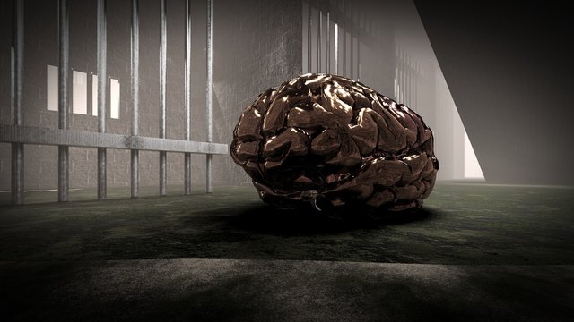 The mind of monster inside prison cell 3d rendering