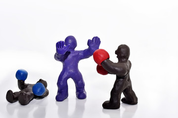 Boxing figures from plasticine.