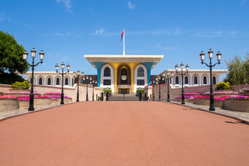 Front of Royal palace, sultan official house, in Muscat, Oman