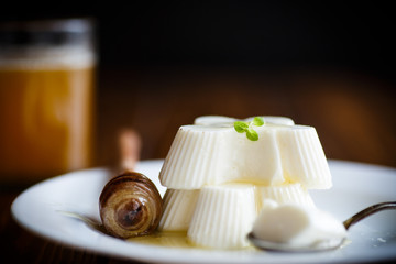 sweet dessert panna cotta with honey