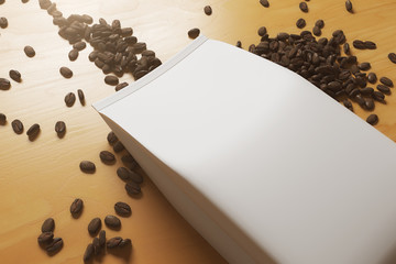 White coffee package closeup