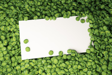 White card on green coffee beans
