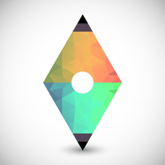 Abstract illustration with geometric rhombus shape made of triangle pattern