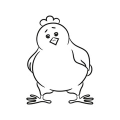 Cartoon hen on the white background.