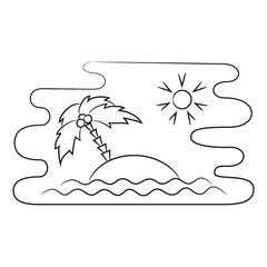 Cartoon island icon on the white background.