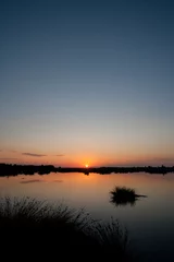 Fototapeten Sunset in National Park Dwingelderveld. Dwingeloo Drente Netherlands. Panorama. Moor. Swamp.  © A