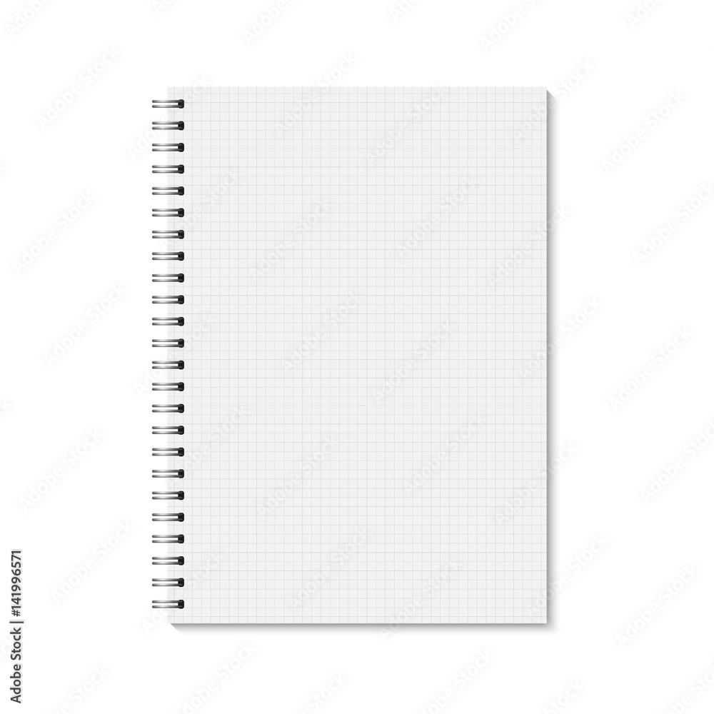 Aufkleber vector realistic closed notebook. vertical blank copybook with metallic silver spiral. template (moc