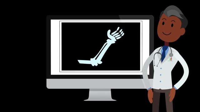 medecin et radiographie fond noir