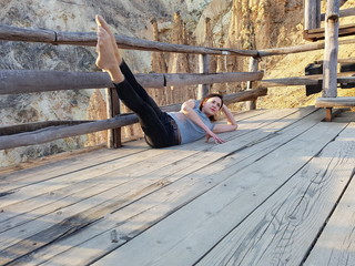 workout stretching in a beautiful landscape © dagabu