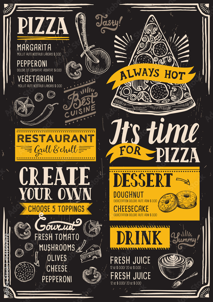 Canvas Prints pizza menu restaurant, food template.