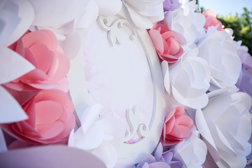 Wedding decorations of paper flowers
