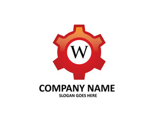 Fototapeta premium W Letter Gear Logo