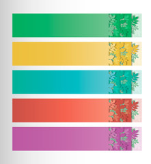 Set of bright colors web banners with leaves