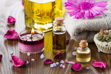 Fototapeta na wymiar Essential oils for aromatherapy