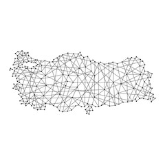 Map of Turkey from polygonal black lines and dots of vector illustration
