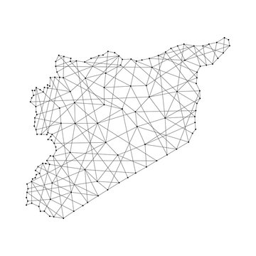 Map of Syria from polygonal black lines and dots of vector illustration
