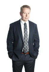 Attractive middle-aged businessman isolated on white background