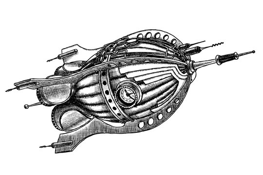 steampunk rocket. Vector illustration