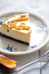 Fresh passion fruit cheesecake dessert