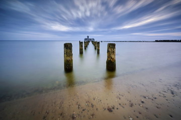 Baltic sea at Old torpedo of World War II, Poland, Gdynia, Europe