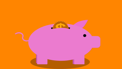 Piggy bank money saving concept