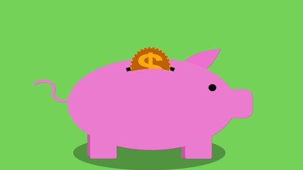 Piggy bank money saving concept