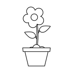 pot flower garden thin line vector illustration eps