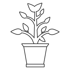 pot plant garden thin line vector illustration eps 10