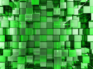 Abstract green cubes background
