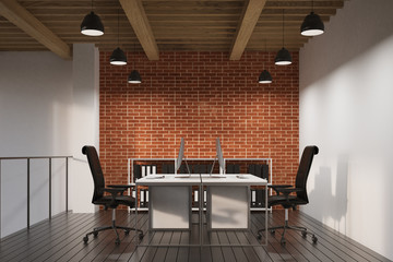 Office with brick walls