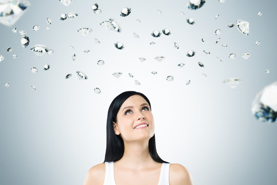Woman in tank top and dimonds