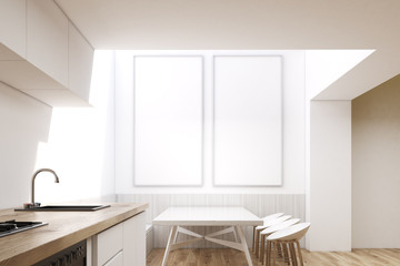Dining room interior with square table