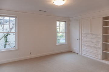 empty white bedroom in old vintage home