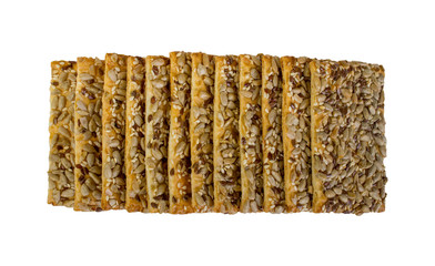 Cookies with cereals, healthy cookies with sunflower seeds, flax seeds and sesame seeds and spikelets, cookies snack.