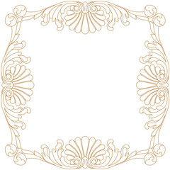 Golden vintage border frame engraving with retro ornament pattern in antique baroque style decorative design. Vector.