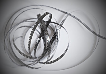 Piece of old black and white film of an amateur motion picture