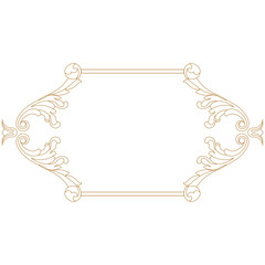 Golden vintage border frame engraving with retro ornament pattern in antique baroque style decorative design. Vector.