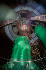 Inside the reactor of abandoned unfinished power unit of nuclear power plant 