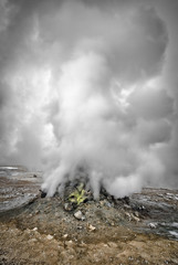 Hverir is the hot geothermal springs, located around the base of Namafjall. It is an expanse of hot springs and fumaroles, with lava around 800 yards below the surface.